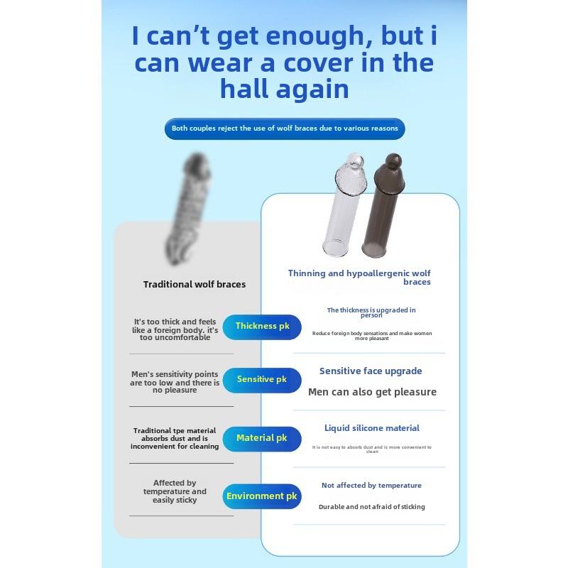 Dünne Desensibilisierung Wolfszahn Kondom Männlich Kristall Oberer Perlen Penis Kondom Öffnung Simulation Eichel Kondom Erotische Sexprodukte