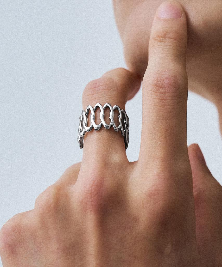 Scalettoblack Rsm024 Oval Pattern Open Ring