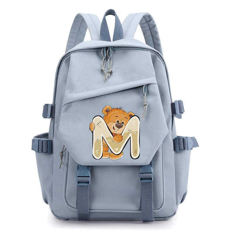 

Милий маленький ведмідь Рюкзак із 26 англійськими літерами, студентська дівчина, шкільний рюкзак, книжкова сумка, косплей, полотно, дитина, дитина назад до школи