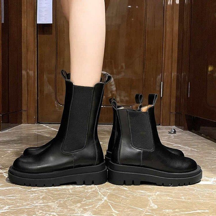 Short boots for women with increased height inside 2025 new spring and autumn versatile super chimney short boots