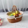Outdoor Woven Rattan Storage & Picnic Basket with Lid – Ideal for Shopping, Gifts, Eggs & More