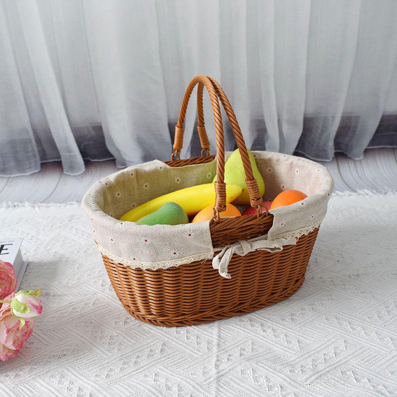 Outdoor Woven Rattan Storage & Picnic Basket with Lid – Ideal for Shopping, Gifts, Eggs & More