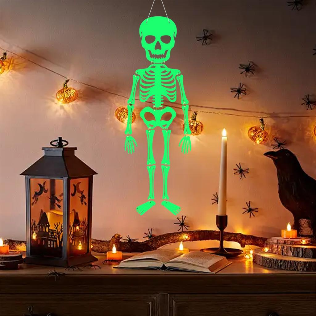 Spooky Halloween Skeleton Decorations for Outdoor Yard Garden - Glow in The Dark Party Supplies and Hanging Ornaments