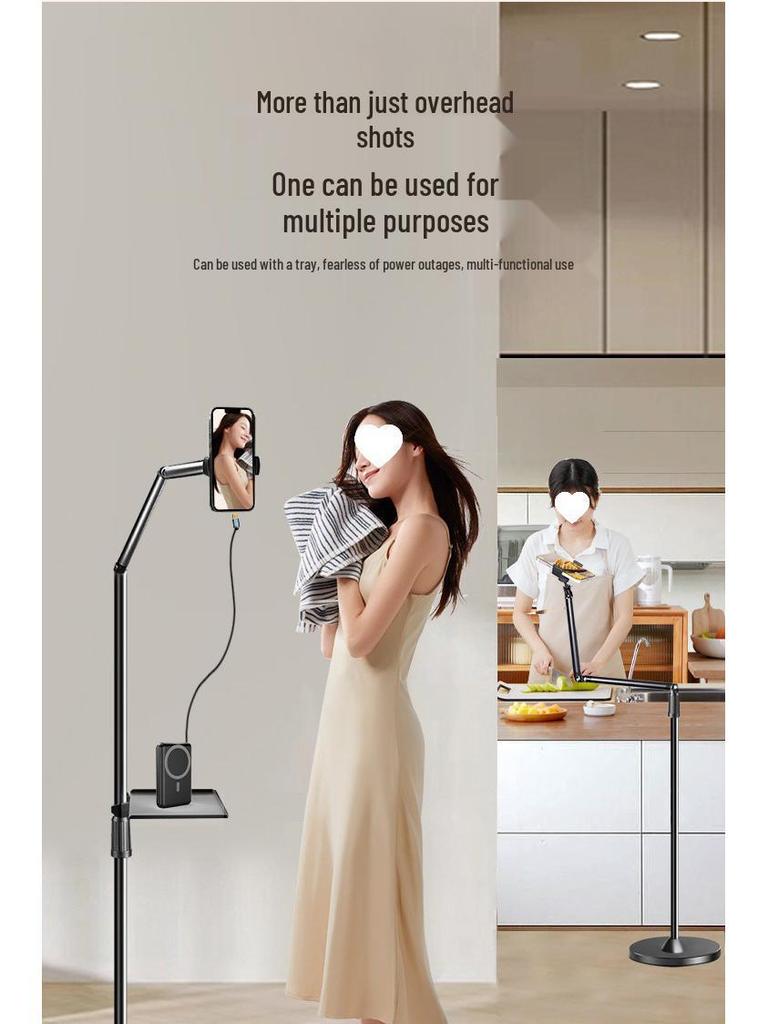 Adjustable Floor-Stand for Streaming, Recording, and Overhead Shots