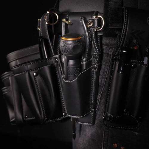 Fujiya Nippers & Electric Drill Holder, Black & Gold, Light PU Leather Series AH-32BG