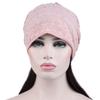 Soft Lace Beanie Hats Rhinestones Hijab Turban Cap Casual Warm Bonnet Caps  Autumn Spring