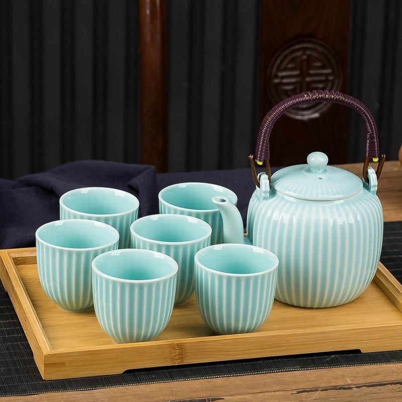 ChineseTea Sets - White Porcelain Tea Set with 1 Teapot Set, 6 Tea Cups, 1 Tea Tray, 1 Stainless Infuser, Minimalist Household Tea-things