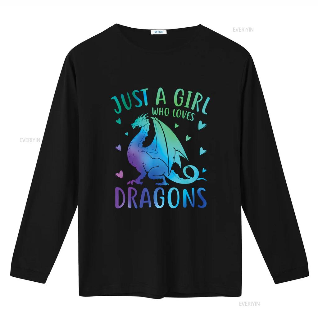Cute Just A Girl Who Loves Dragons Women and Girls T Shirt vintage Washed fashion graphic Slightly Casual Stylish Versatile