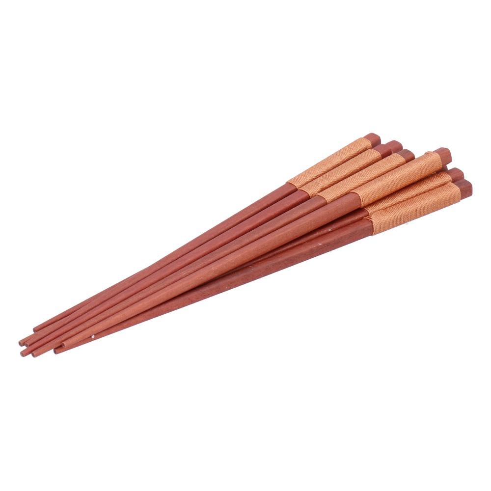 5Pairs Wrapped Twine Handle Anti-slip Chopsticks Slender Retro style Chopsticks Snack Eating