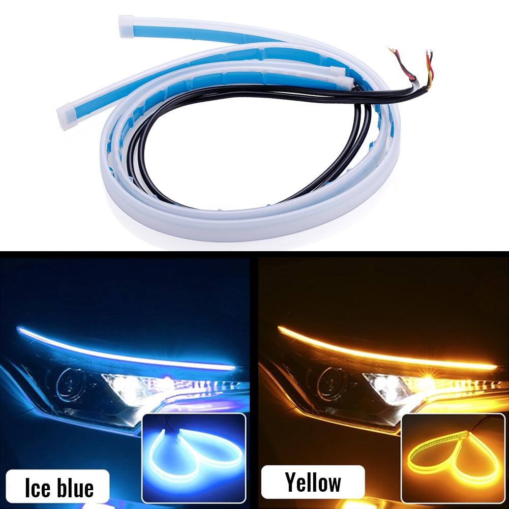 2PCS Start-Scan LED Car DRL Daytime Running Lights Auto Flowing Turn Signal Guide Thin Strip Lamp Styling Accessories Headlight