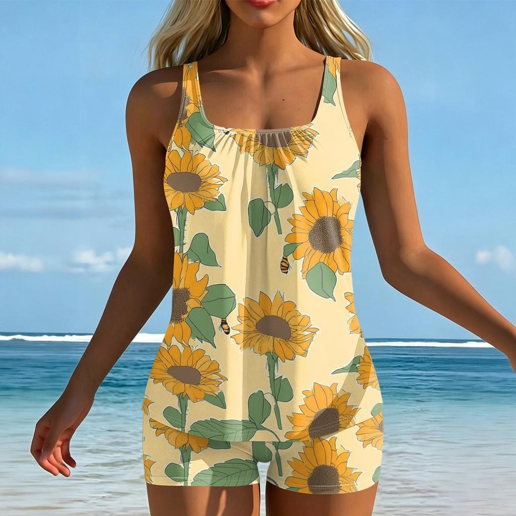 Women's Printed Split Swimsuit Sport Swimsuit Two-Piece Set