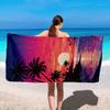 1pc Cartoon Coconut Tree Sunset Beach Towel for Women, Soft Printed Towel for Camping Fitness Yoga Swimming