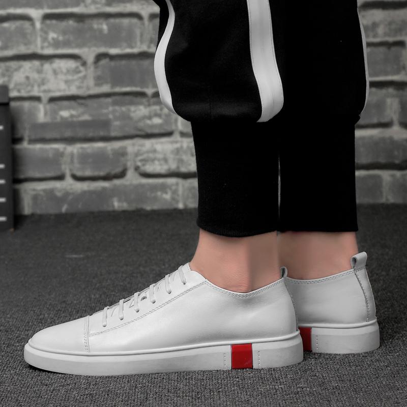 Boty z pravé kůže Muži Měkká hovězí kůže Muži Obuv pro volný čas Nové Pánské Obuv Móda Bílá černá Jednoduché Pánské Boty