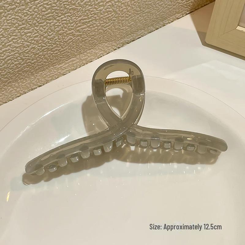 Versatile Milk Coffee Hair Clip: Large, Simple Shark Design for Women