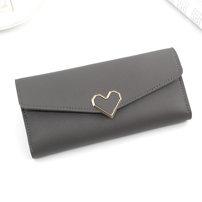 Solid Color Korean Style Slim Women's Long Wallet with Multi-Card Slots and Fresh Coin Purse