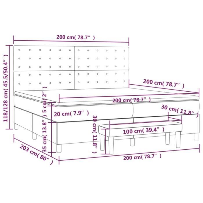 3137503 vidaXL Divan Bed with Mattress Black 200x200 Cm Fabric