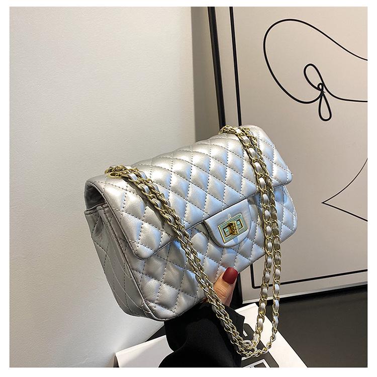 2024 Herbst/Winter Trendige Damen Handtasche mit strukturierter Diamantkette, Umhänge-Schultertasche, kleine quadratische Tasche