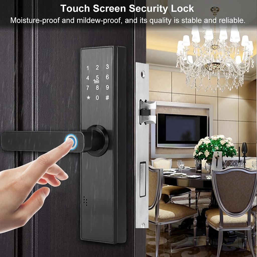WiFi Touch Screen Fingerprint Password IC Card Smart Door Lock with Mechanical Key for Tuya