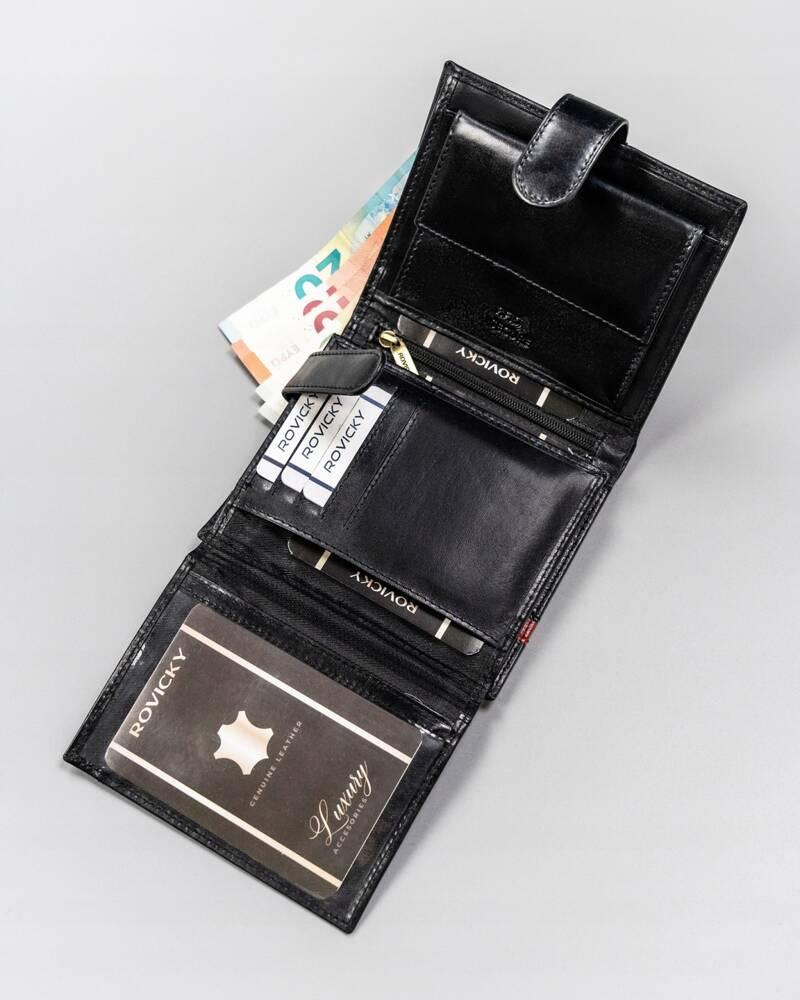 Large Leather Men's Wallet with Snap Closure - Rovicky