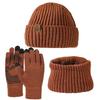 Hat Winter Thick Hat Scarf Touch Screen Gloves Three-piece Set Outdoor Warm Wool Hat