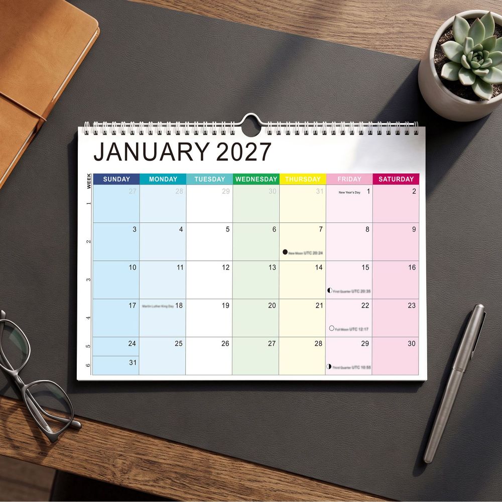 Jan. 2027 - June. 2028 English Calendar Holidays Marked Hanging Calendar Wall Calendar  Home