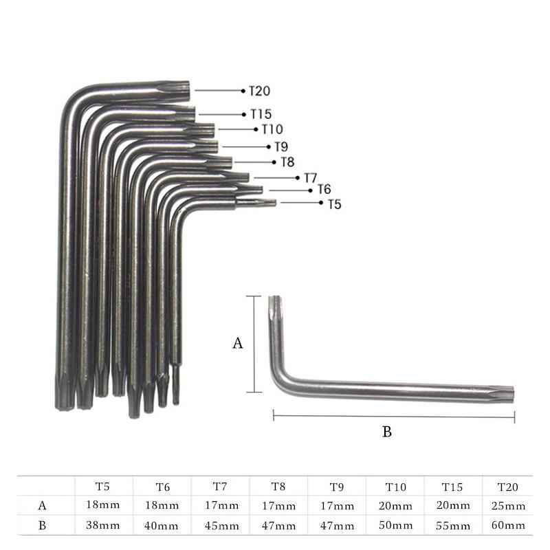 8 In 1 Hexagon Screwdriver Wrench Bit Set T5-T20 Wrench Tool Kit CR-V Star Key Wrench Torx Screwdriver Kit with Carrying Holder
