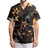 Men's Printing Short Sleeve V-neck Working Blouse Chest Pocket Carer Top