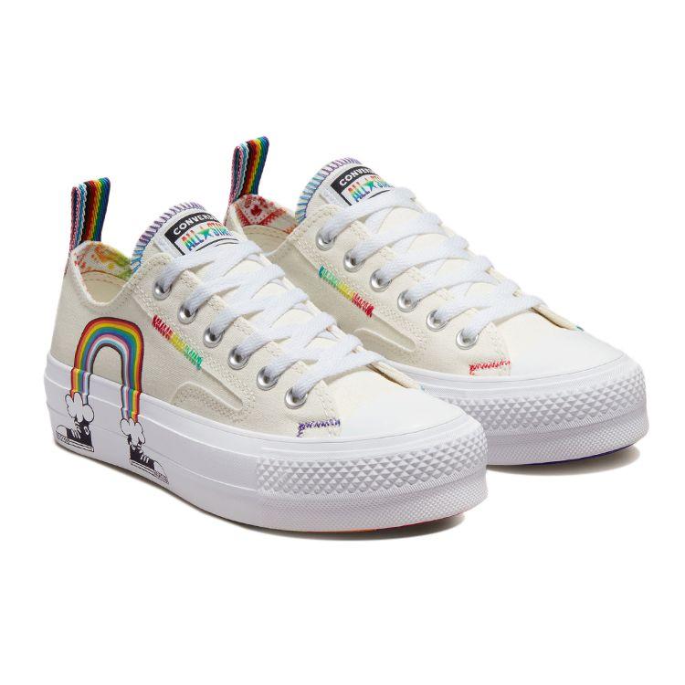 Converse Chuck Taylor All Star Lift Platform Low Pride Unisex Sneakers Cream Egret University-Red A02264C