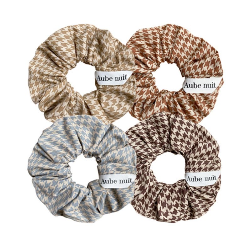 Aube Nuit Houndstooth Check Polka Dot Hair Scrunchie M