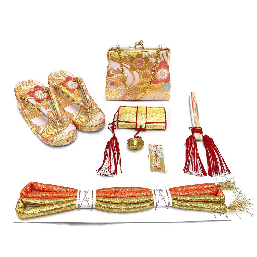 Muromachi Obi Hakoseko Set years Girls Pair Set Hakoseko Set Knot Obi Set pink x cherry blossoms and running FPS23701 [Kyoto st. ] Shichi-Go-San (7