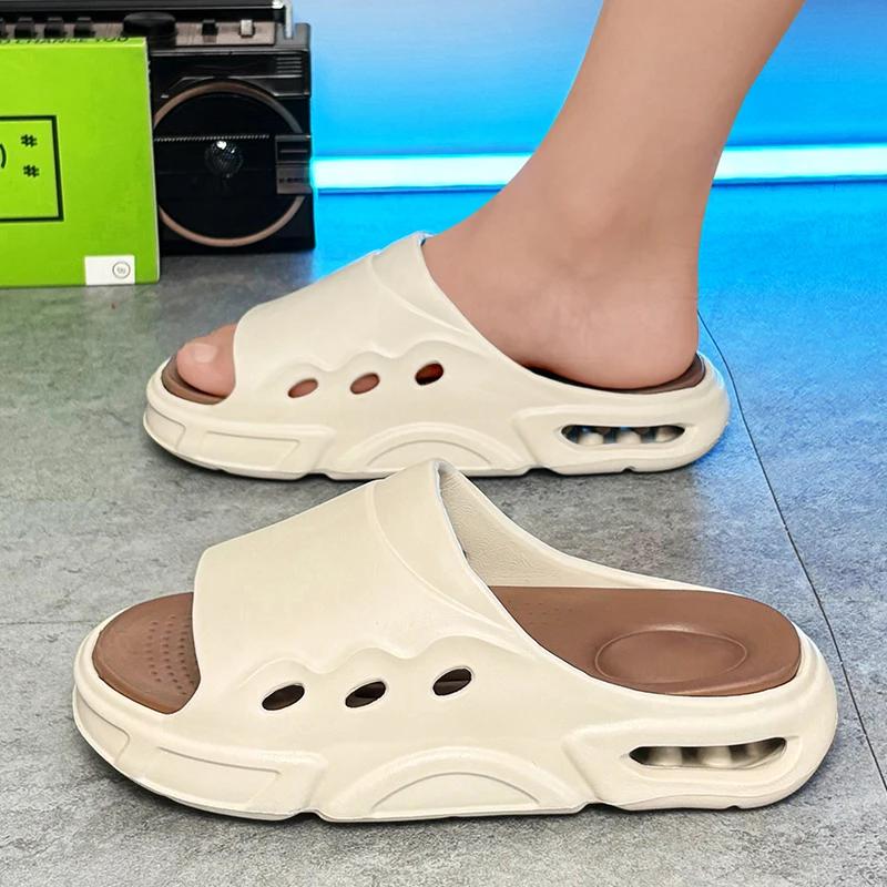 Fashion New Summer Slippers Men's EVA Pure Color Simple Soft Comfortable Fashion Super Fire Trend Shape Two-Color Bottom Flip-Flops