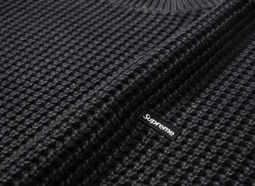Supreme Washed Small Box Waffle Sweater "Black"