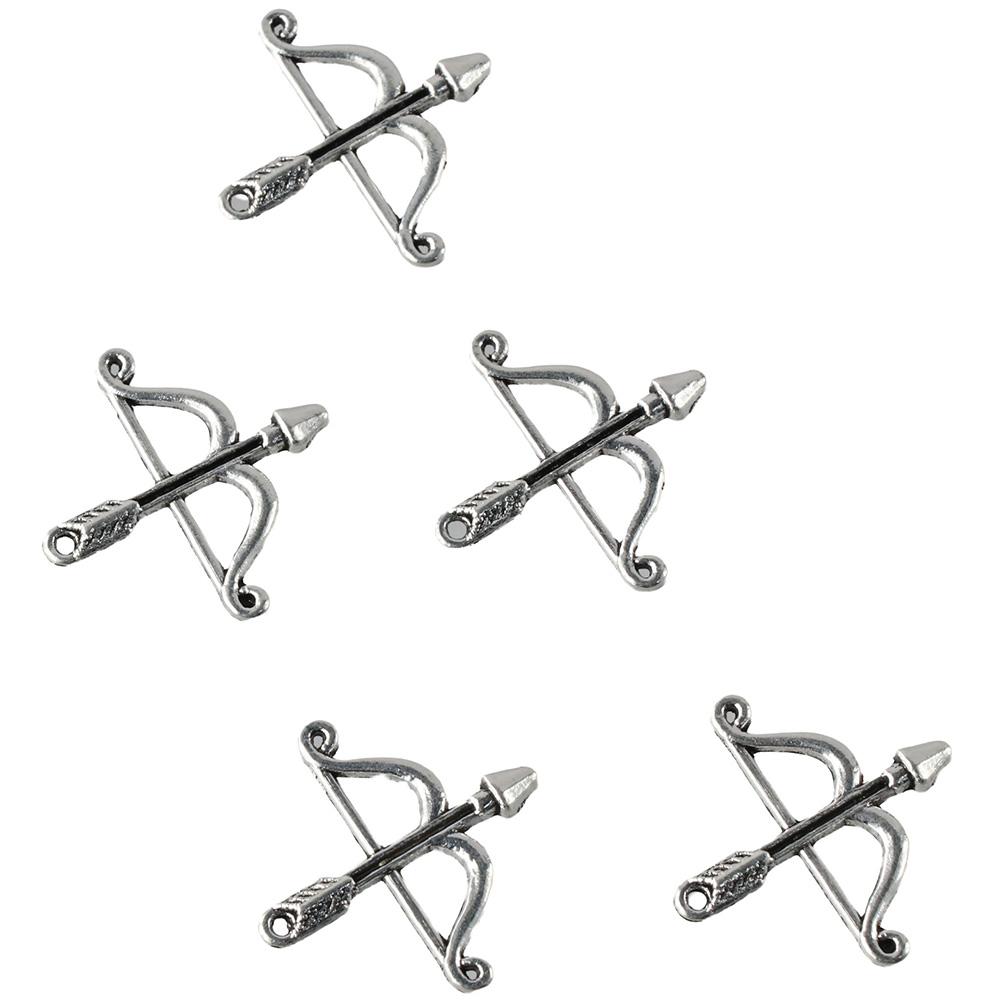 100Pcs Antique Silver Bow and Arrow Charms Alloy 1.02*0.99inch Archery Charms Bow and Arrow shape Bracelets