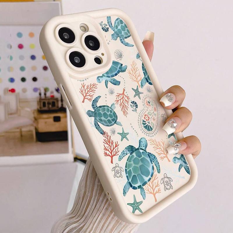 Colorful Sea Turtle Painted Soft Phone Case For iPhone 16 16E 11 12 13 Pro Max 15 14 Pro Max 7 8 Plus SE2 X XR XS Silicone Cover