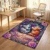 Garden Cats Theme Soft Crystal Velvet Rug Custom Name & Text Print Non Slip Floor Rug for Bedroom Living Room