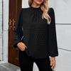 Women's Fashion Casual Polka Dot Pleated Round Neck Long Sleeve Color Top