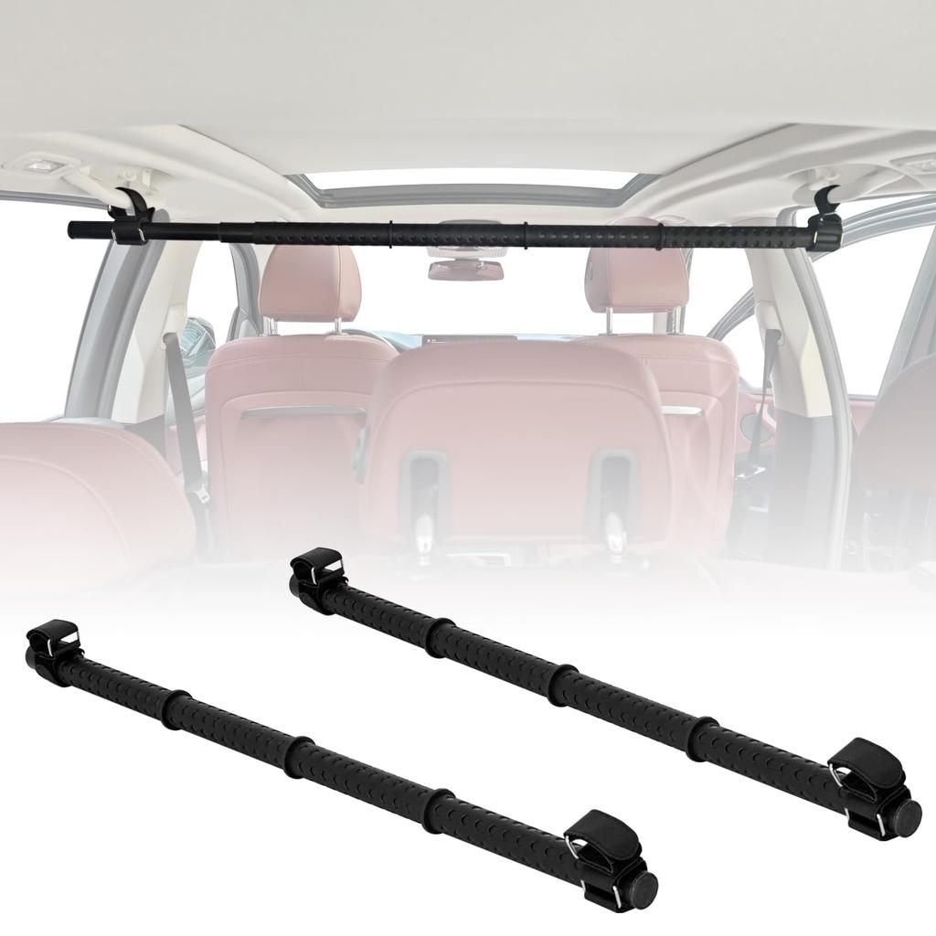 HeGeed Car Hanger Adjustable Tension No Tools Easy Interior Telescoping Clothes Car Fits Fishing and Tents of Bar, Multi-Grip Bar, Length, 83cm-156cm,