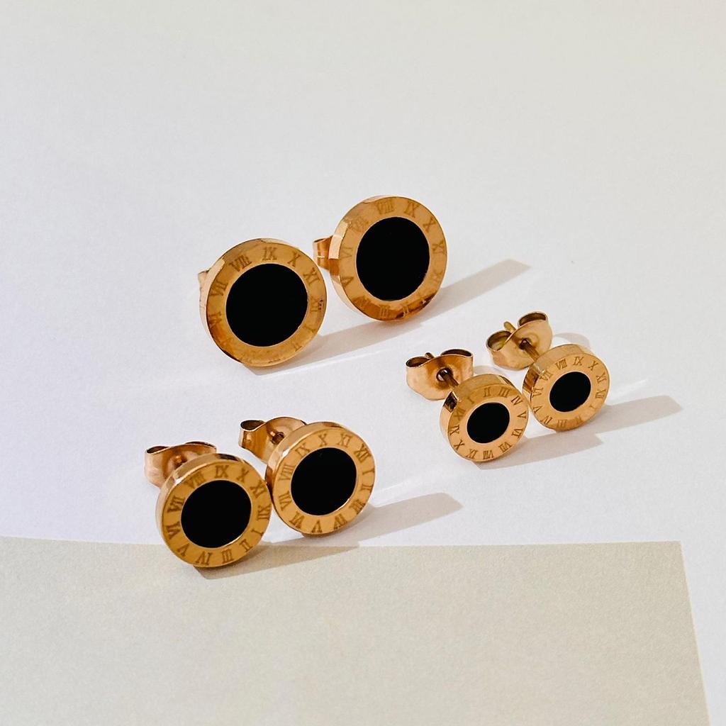 Titanstahl Römische Ziffern Ohrstecker im koreanischen Stil - Niedlicher und schlichter Schmuck für Mädchen, perfekt für Herbst- und Wintermode.