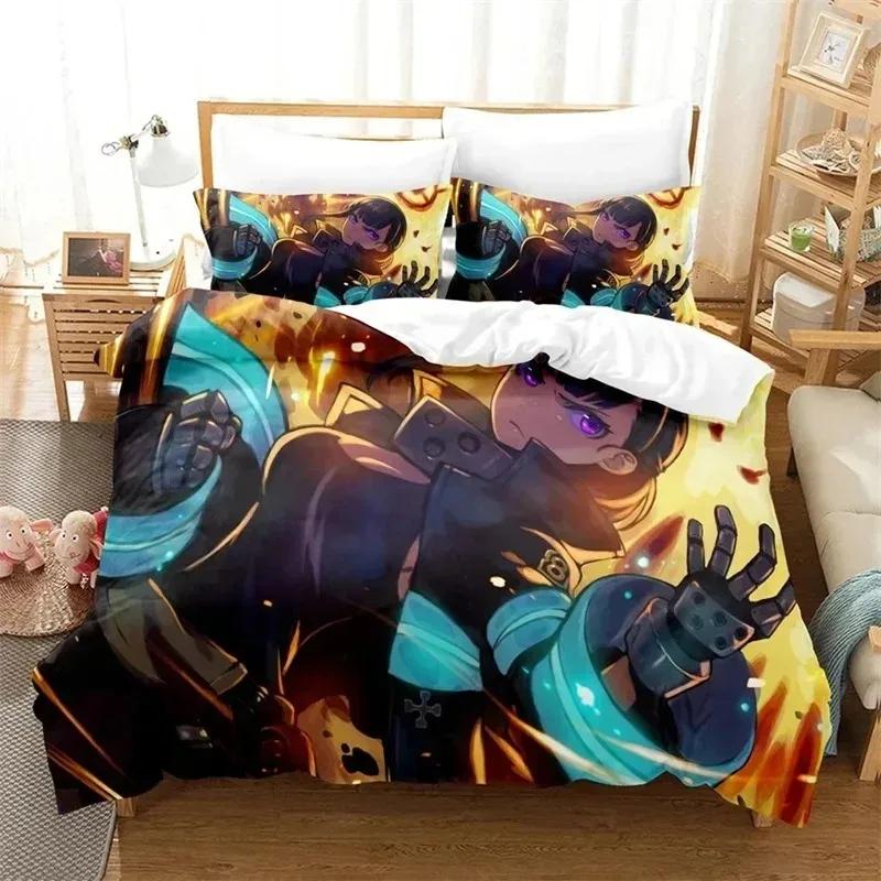 3D-gedrucktes Anime Fire Force Bettwäsche-Set, Kinder Junge Mädchen Junge Erwachsene Einzel Doppel Queen-Size Maße, Weiche Bettbezug Kissenbezug Bettwäsche