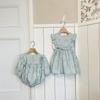 Nordic A-Class Baby Girl Floral Corduroy Romper with Puff Sleeves