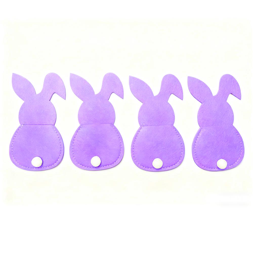 4pcs Easter Rabbit Knife and Fork Mat Felt Festival Knife and Fork Set Table Tableware Decorative Mat