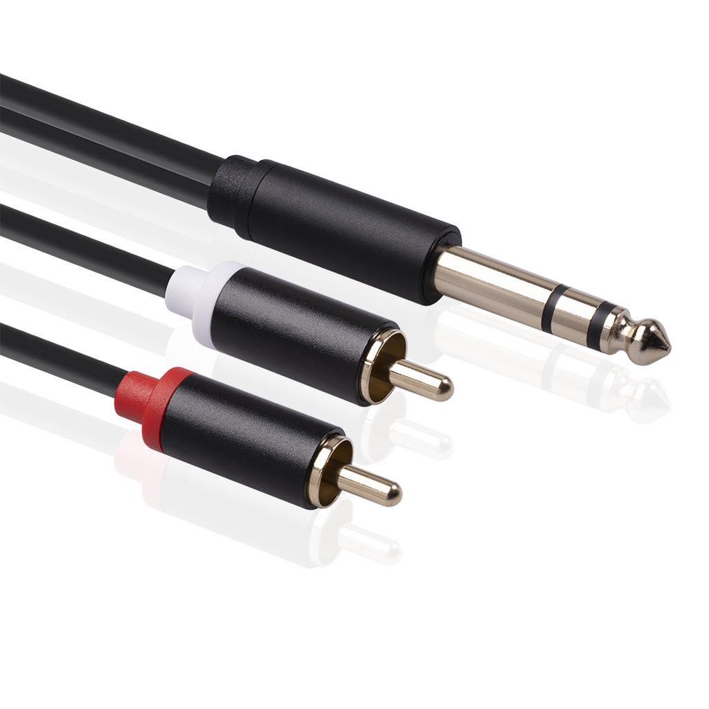 Enhanced Audio Cable: 6.35mm To 2RCA, Gold-Plated, Aluminum Shell