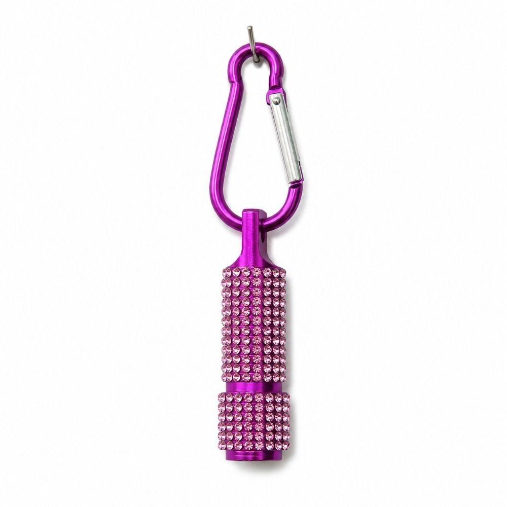 Button Battery Diamond-encrusted Mini Flashlight Carabiner Clip Mini Torches