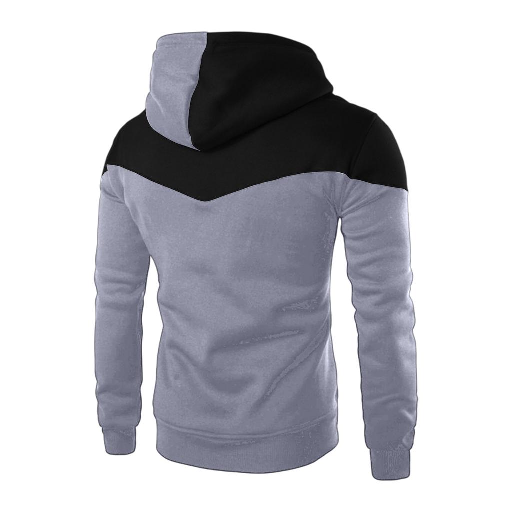 Herren Freizeit Zwei Farben Spleißen Sport Freizeit Langarm Kapuzenpullover