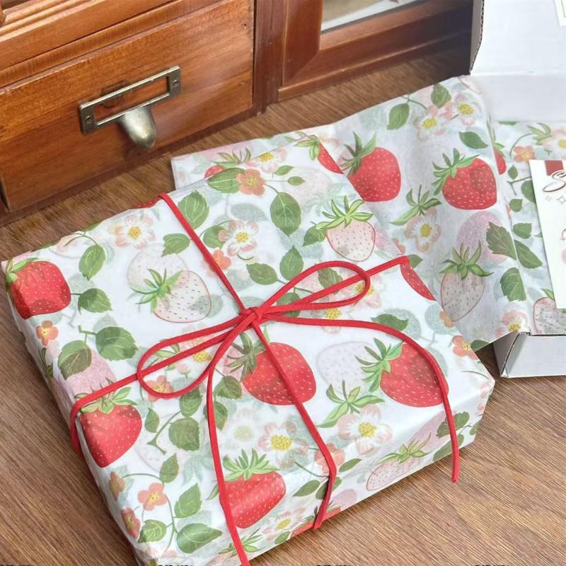 10 Sheets Cute Strawberry Snow Pear Paper Flower Bouquet Wrapped With Flower Lining Wedding Birthday Party Packing Decor Diy
