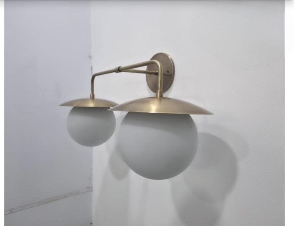 Mid Century Globe Wall Lamp Handmade Brass Sconce