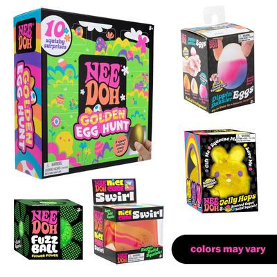 Golden Egg Hunt Easter Bundle - Squishy Easter Fun Set Toys -Various Textures and Fillings - Ages 3 and Up - Bundle of 5 Nice Toys