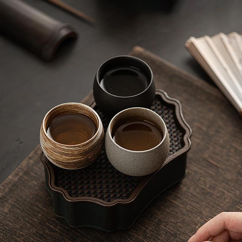 Japanese Style Handmade Stoare Tea Cup Kung Fu Tea Set Tea Cup Small Single Cup Ancient Style Quiet Road Cup Bowl Teacup