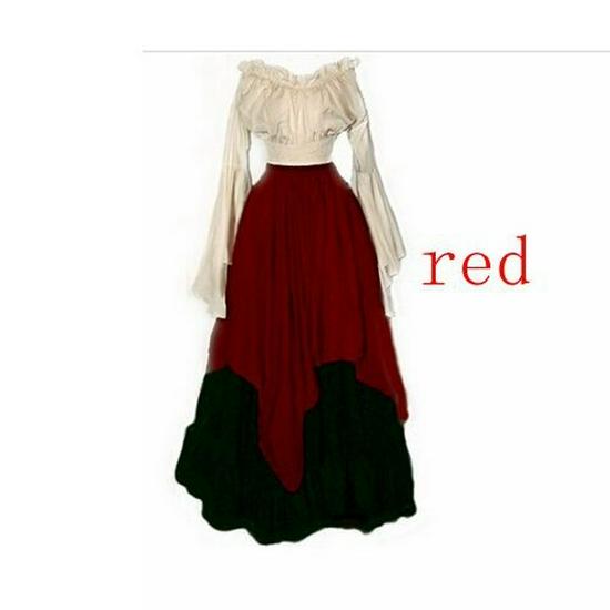 

2022Wish Women s Renaissance Long Sleeve Medieval Party Dress S красный