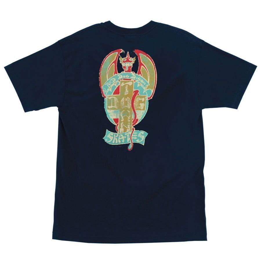 Dogtown Jim Muir DISTRESSED RED DOG LOGO Skateboard T Shirt NAVY Unisex T-Shirt XXL